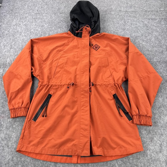 Outdoor Afro x REI Co-op Jacket Womens Medium Orange Hooded Parka Shell Rain - Picture 1 of 11